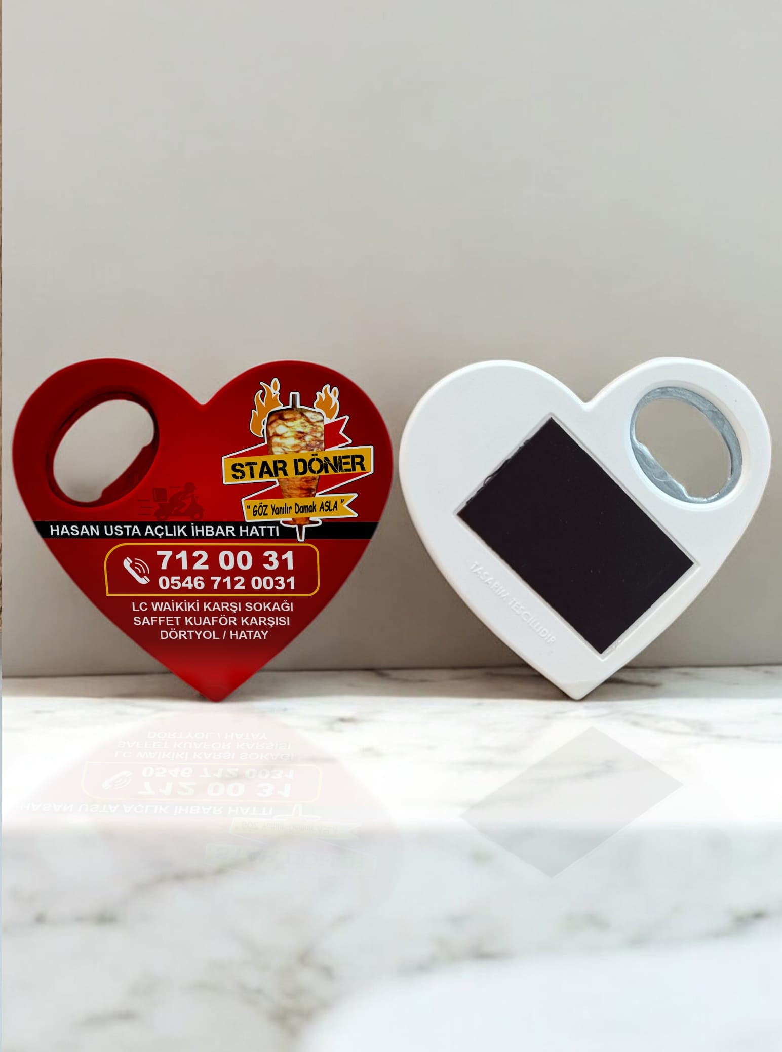Kalp Şeklinde Şişe Açacaklı Buzdolabı Magneti | Logolu Promosyon Magnet