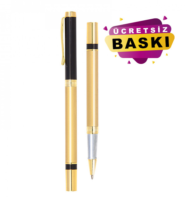 Siyah Renk Metal Roller Promosyon Kalem Firmaya Özel Baskı  1101 Model