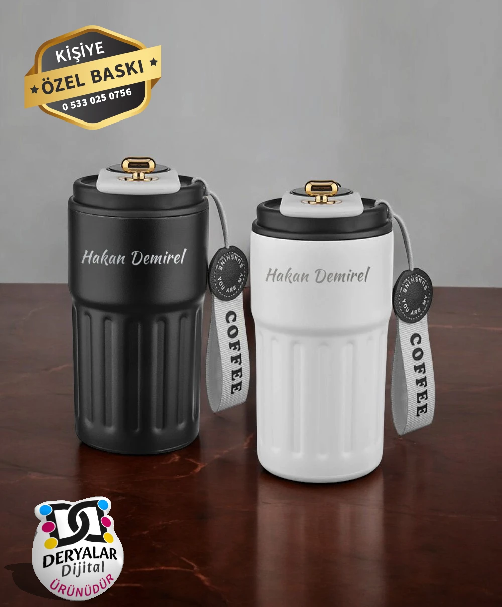 5351 Çelik Termos / 440 ml Dijital Göstergeli Kişiye Özel Baskı