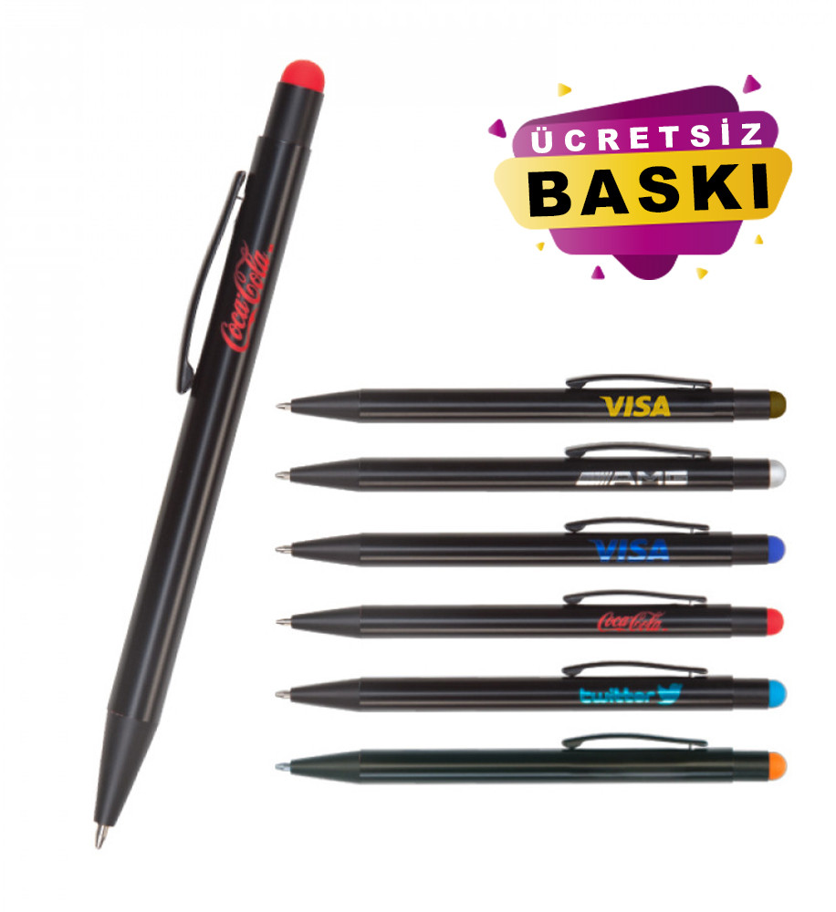 Siyah Metal Tükenmez Touchpen Promsoyon Kalem 525 Model