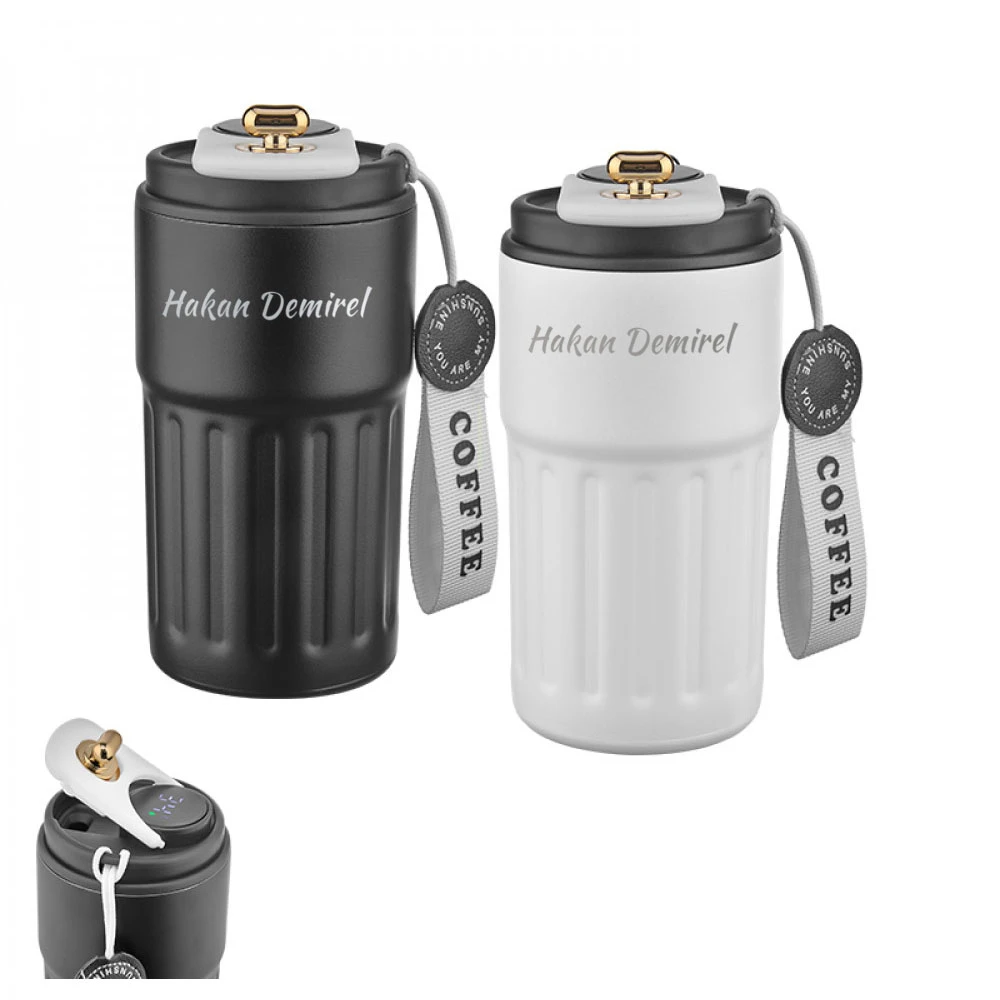 5351 Çelik Termos / 440 ml Dijital Göstergeli Kişiye Özel Baskı - görsel 8