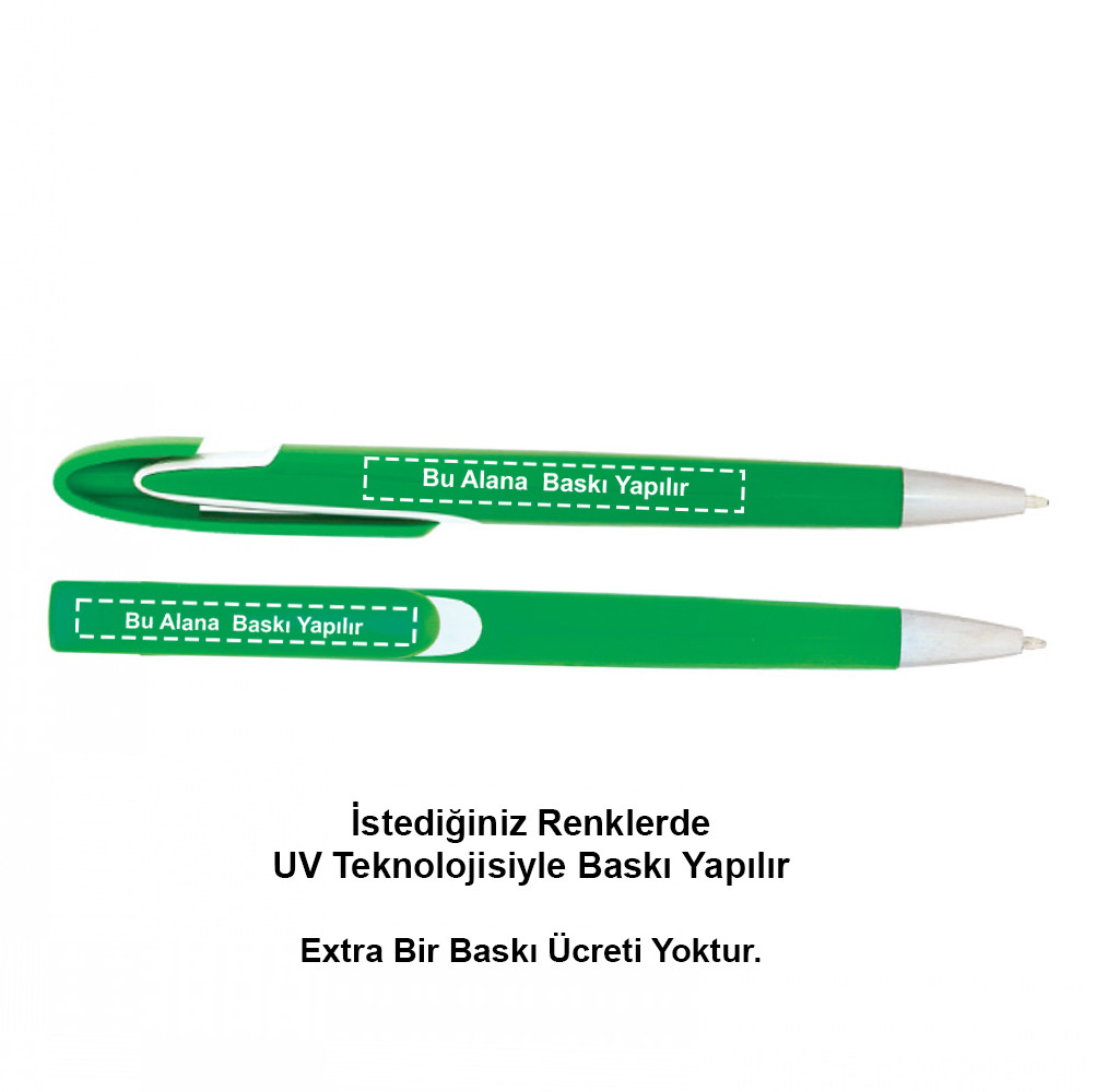 448 Plastik Kalem Yeşil Model Firmaya Özel Baskı