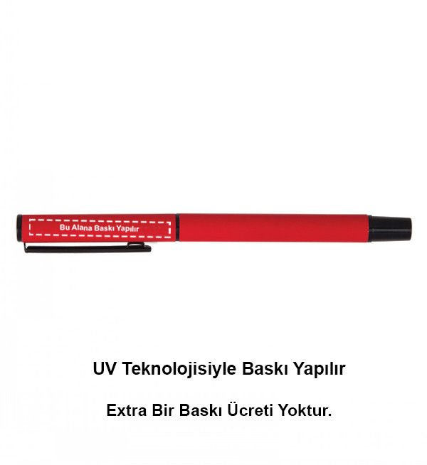 Kırmızı Renk Metal Roller Promosyon Kalem Rubber Gövde 1023-R Model