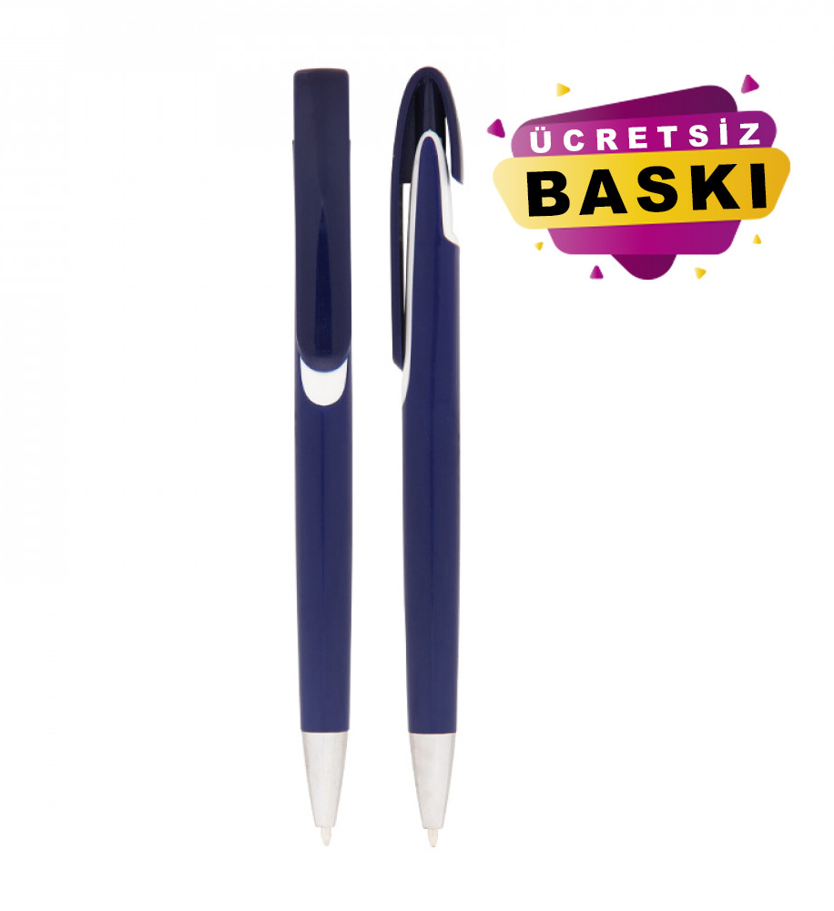 448 Plastik Kalem Lacivert Model Firmaya Özel Baskı