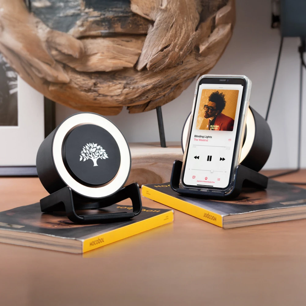 4270   Wireless Şarj Bluetooth Standlı Hoparlör Kablosuz Powerbank Firmaya Özel Baskı