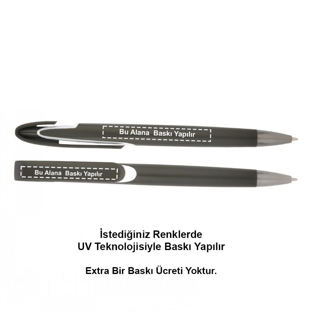 448 Plastik Kalem Siyah Model Firmaya Özel Baskı