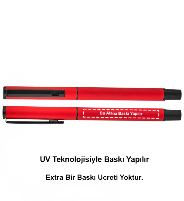 Kırmızı Renk 2025 BELEK Metal Roller Promosyon Kalem Süper Jel Refil 1023 Model