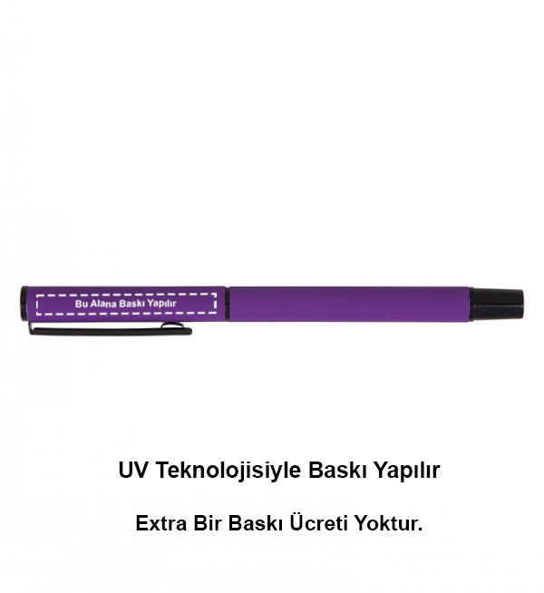 Mor Renk Metal Roller Promosyon Kalem Rubber Gövde 1023-R Model